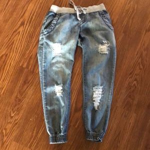 Rue21 denim distressed joggers